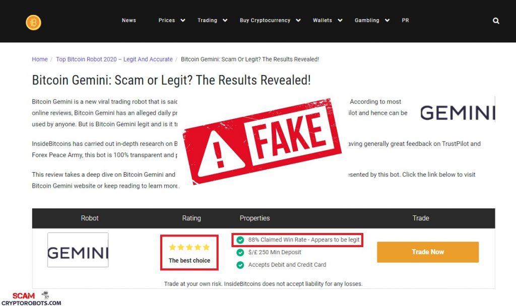 Bitcoin Gemini Review, SCAM App Exposed | Scam Crypto Robots