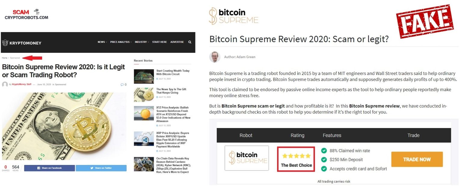 Bitcoin Supreme Review, Avoid This Scam | Scam Crypto Robots