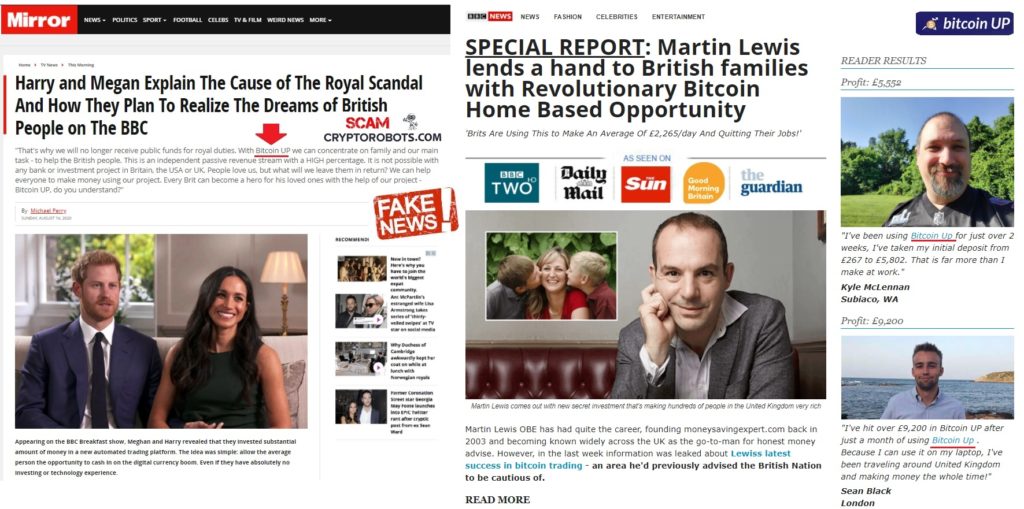 Bitcoin Up Fake News: Harry and Meghan, Martin Lewis