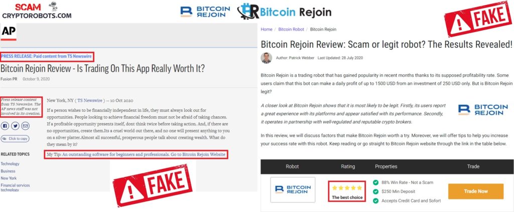 Fake Bitcoin Rejoin Reviews