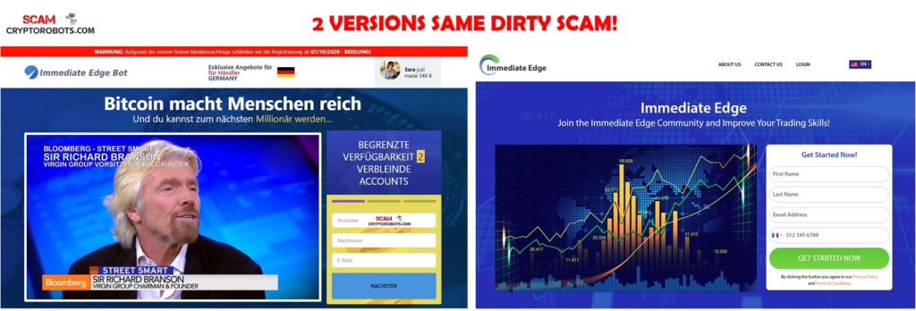 Immediate Edge - Multiple Versions Of The Same Scam