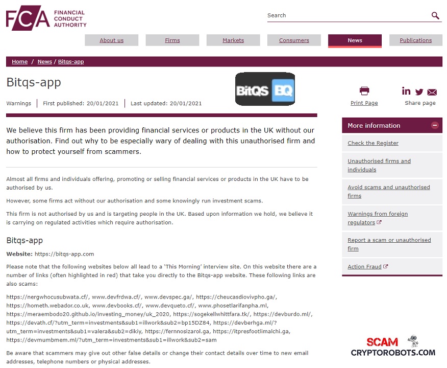 BitQS Blacklisted By The FCA