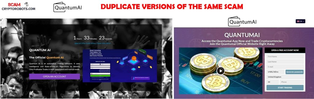 Quantum Ai Review, Duplicate Versions Of The Same Scam